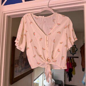 Elodie tie front blouse with watermelons